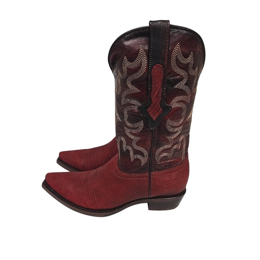 Dingo Men's DI 107 The Duke Snip Leather Pull On Western Boot Cherry Size 9D - Picture 4 of 6